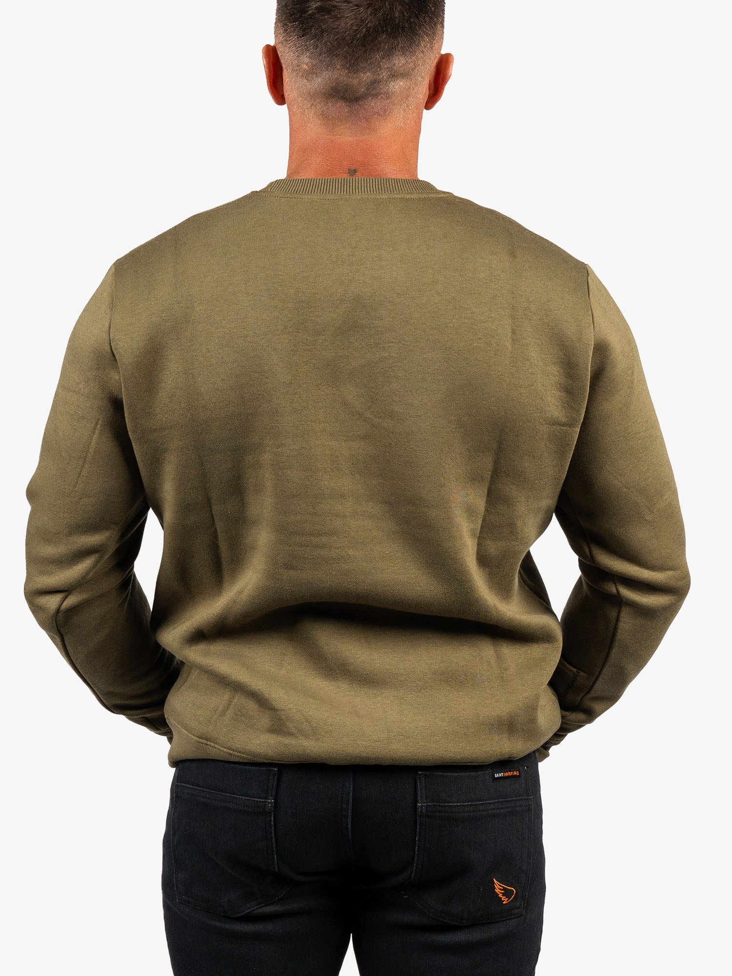 Embossed Cotton Tencel Crew | Moss Green
