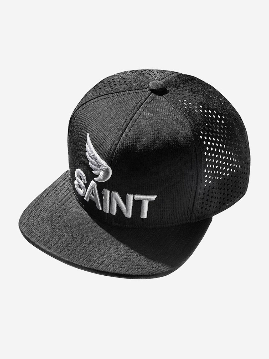 Unisex Saint 3D Logo Mesh Snapback | Black