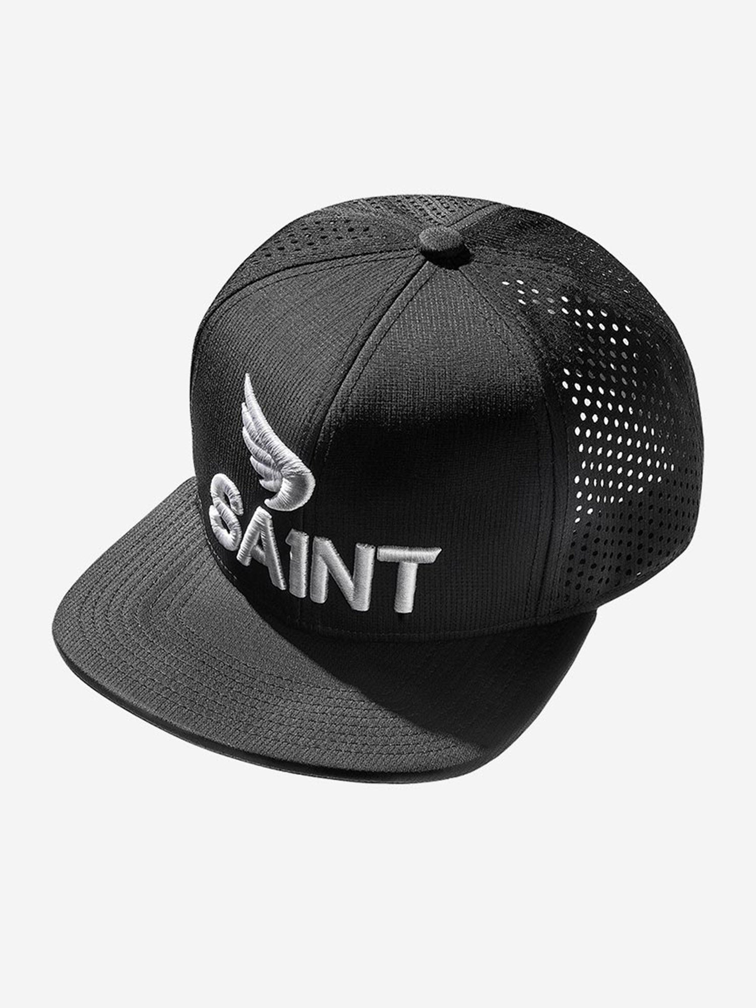 Unisex Saint 3D Logo Mesh Snapback | Black