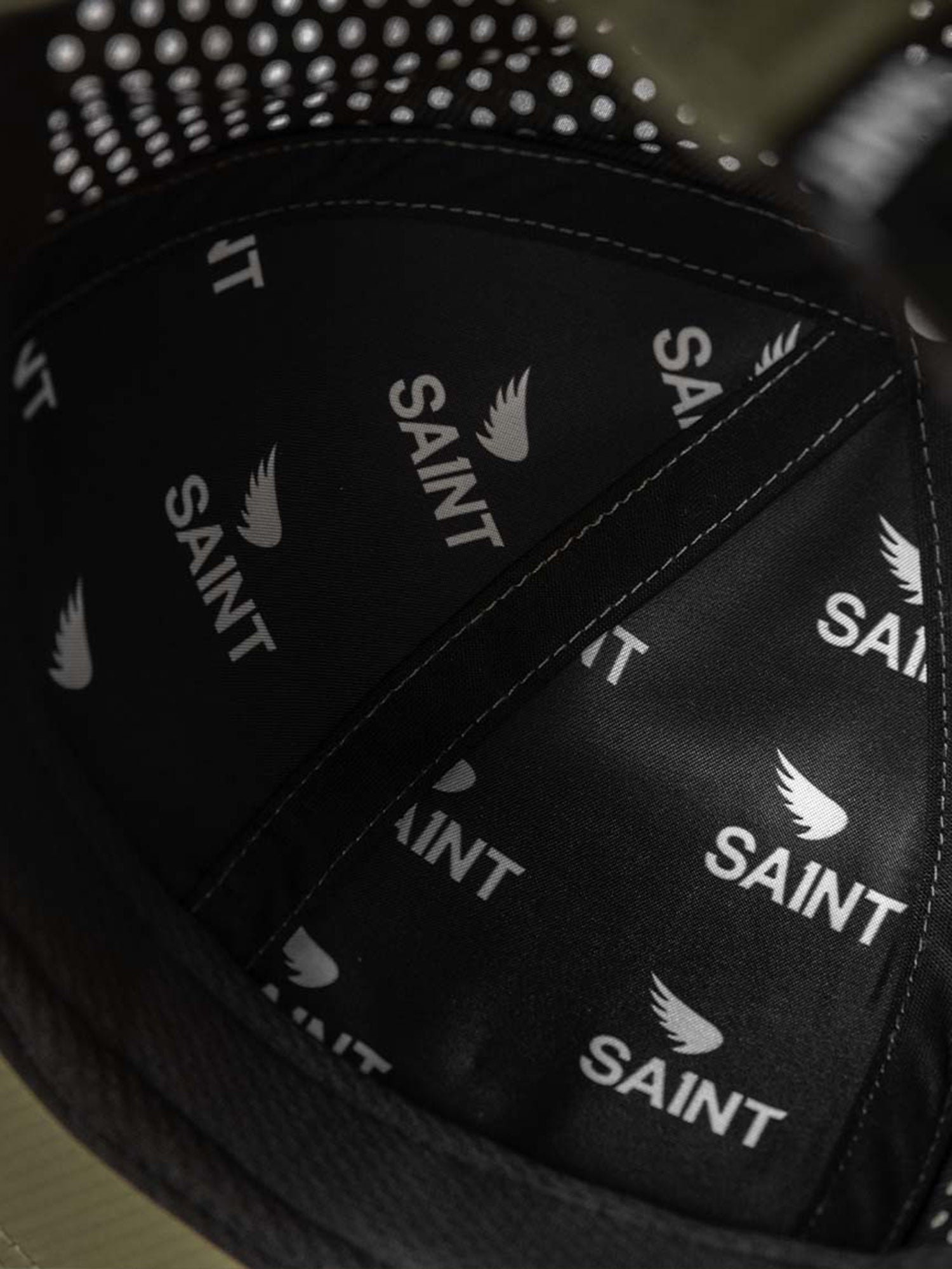 Unisex Saint 3D Logo Mesh Snapback | Black