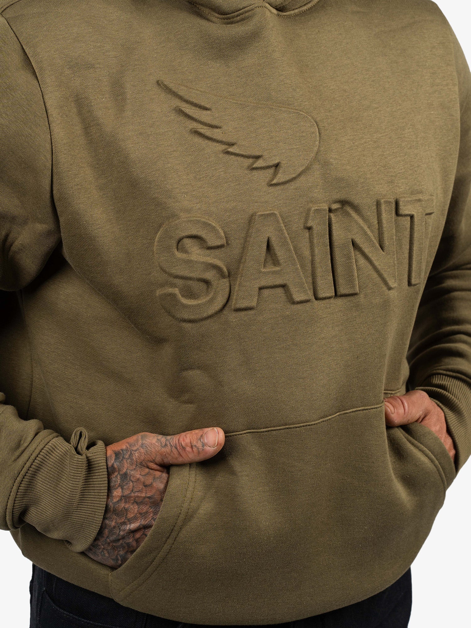Embossed Cotton/Tencel Hoodie | Moss Green
