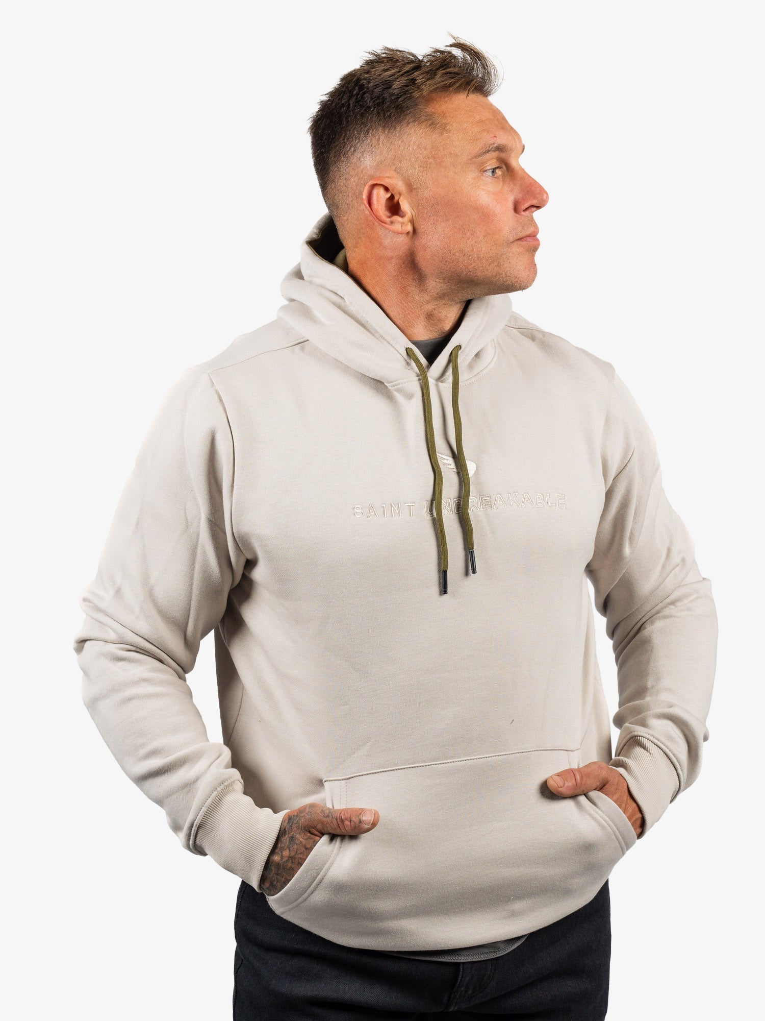 Embroidered Cotton/Tencel Hoodie | Stone