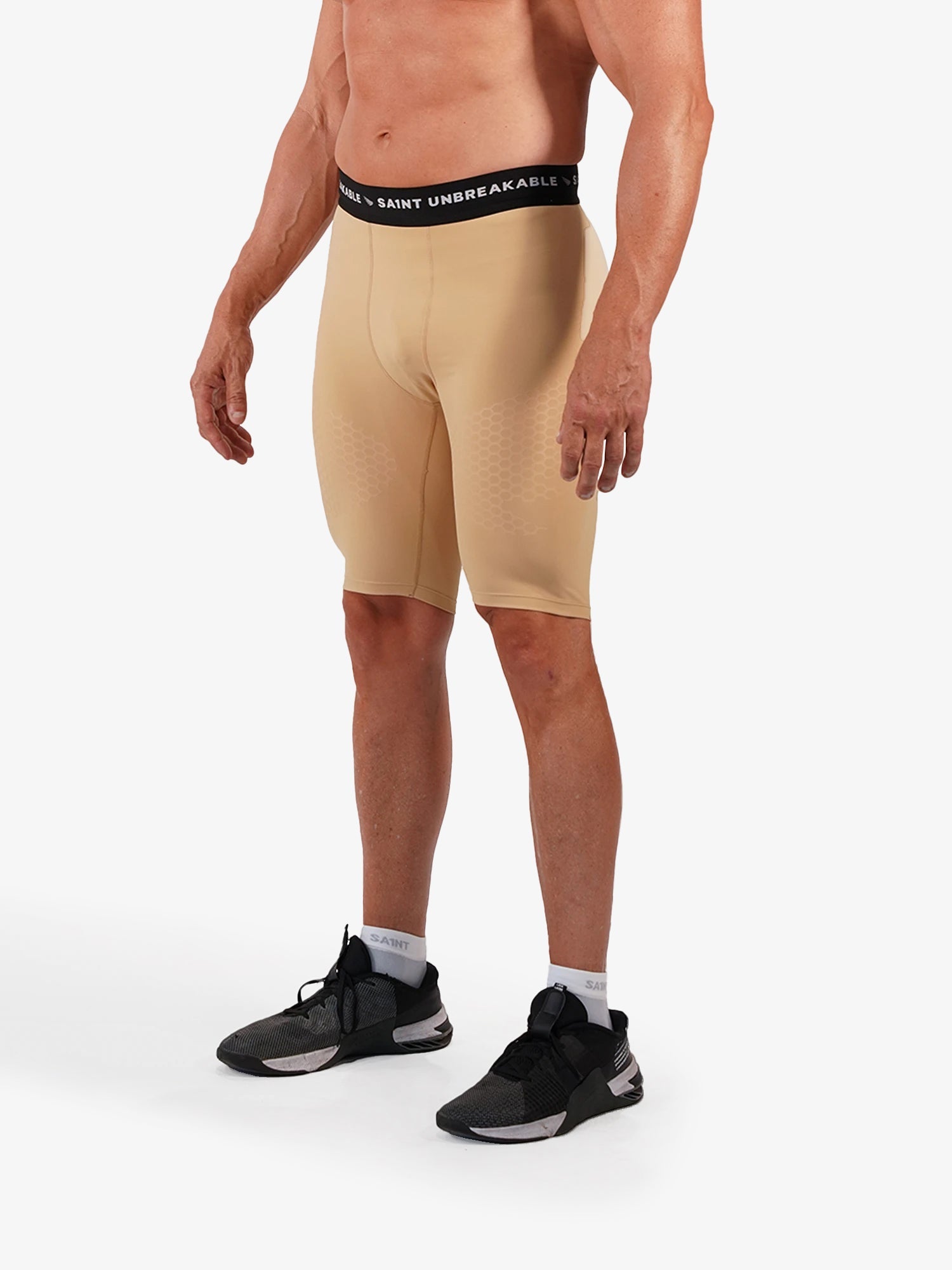 Mens Performance Compression Shorts | Beige